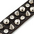 Crystal Studded Dark Brown Faux Leather Strap Bracelet (Silver Tone) - Adjustable up to 22cm - view 4