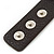 Crystal Studded Dark Brown Faux Leather Strap Bracelet (Silver Tone) - Adjustable up to 22cm - view 5