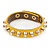 Crystal Studded Yellow Faux Leather Strap Bracelet (Gold Tone) - Adjustable up to 20cm