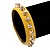 Crystal Studded Yellow Faux Leather Strap Bracelet (Gold Tone) - Adjustable up to 20cm - view 2