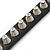 Crystal Studded Black Faux Leather Strap Bracelet (Silver Tone) - Adjustable up to 20cm - view 4