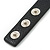 Crystal Studded Black Faux Leather Strap Bracelet (Silver Tone) - Adjustable up to 20cm - view 5
