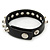 Crystal Studded Black Faux Leather Strap Bracelet (Silver Tone) - Adjustable up to 20cm - view 6