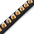 Crystal Studded Black Faux Leather Strap Bracelet (Gold Tone) - Adjustable up to 20cm - view 3
