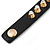 Crystal Studded Black Faux Leather Strap Bracelet (Gold Tone) - Adjustable up to 20cm - view 5