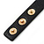 Crystal Studded Black Faux Leather Strap Bracelet (Gold Tone) - Adjustable up to 20cm - view 6