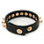 Crystal Studded Black Faux Leather Strap Bracelet (Gold Tone) - Adjustable up to 20cm - view 7