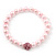 Pale Pink Glass Bead With Pink Swarovski Crystal Ball Flex Bracelet - 18cm Length - view 6