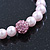 Pale Pink Glass Bead With Pink Swarovski Crystal Ball Flex Bracelet - 18cm Length - view 5