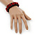 Romantic Dark Red Resin Rose, Black Glass Bead Flex Bracelet - 19cm Length - view 4