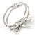 Diamante 'Swallow' Hinged Bangle Bracelet In Rhodium Plating - up to 19cm wrist - view 8