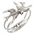 Diamante 'Swallow' Hinged Bangle Bracelet In Rhodium Plating - up to 19cm wrist - view 9