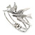 Diamante 'Swallow' Hinged Bangle Bracelet In Rhodium Plating - up to 19cm wrist