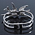 Diamante 'Swallow' Hinged Bangle Bracelet In Rhodium Plating - up to 19cm wrist - view 3