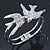 Diamante 'Swallow' Hinged Bangle Bracelet In Rhodium Plating - up to 19cm wrist - view 2