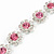 Light Pink/ Clear Austrian Crystal Floral Bracelet In Rhodium Plated Metal - 17cm L - view 4