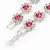 Light Pink/ Clear Austrian Crystal Floral Bracelet In Rhodium Plated Metal - 17cm L - view 6