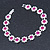 Fuchsia /Clear Swarovski Crystal Floral Bracelet In Rhodium Plated Metal - 17cm - view 8
