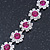Fuchsia /Clear Swarovski Crystal Floral Bracelet In Rhodium Plated Metal - 17cm - view 10