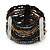Wide Multistrand Black, Hematite, Bronze Glass Beaded Flex Bracelet With Mother Of Pearl Bars - 20cm L - view 6