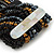 Wide Multistrand Black, Hematite, Bronze Glass Beaded Flex Bracelet With Mother Of Pearl Bars - 20cm L - view 5