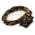 Brown, Black, Gold Cluster Glass Bead Flex Wire Bracelet - Adjustable - view 7