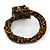 Brown, Black, Gold Cluster Glass Bead Flex Wire Bracelet - Adjustable - view 4