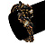 Brown, Black, Gold Cluster Glass Bead Flex Wire Bracelet - Adjustable - view 8