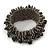 Wide Cappuccino Coloured Glass Bead & Black Nugget Flex Bracelet - 19cm L - view 2