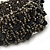 Wide Cappuccino Coloured Glass Bead & Black Nugget Flex Bracelet - 19cm L - view 4