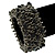 Wide Cappuccino Coloured Glass Bead & Black Nugget Flex Bracelet - 19cm L - view 7