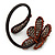 Dark Cappuccino Flower Copper Wire Flex Bracelet - view 6