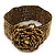 Bronze Gold Coloured Glass Bead Rose Flex Bracelet - 18cm L - view 5