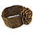 Bronze Gold Coloured Glass Bead Rose Flex Bracelet - 18cm L - view 6