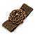 Bronze Gold Coloured Glass Bead Rose Flex Bracelet - 18cm L - view 4