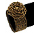 Bronze Gold Coloured Glass Bead Rose Flex Bracelet - 18cm L - view 3