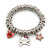 PINK COOKIE IN PURSE Hearts, Skull, Star Charm Round Link Flex Bracelet In Rhodium Plating - 17cm L (For Small Wrist)