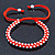 Plaited Bright Red Silk Cord With Silver Tone Bead Friendship Bracelet - Adjustable - view 3