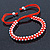 Plaited Bright Red Silk Cord With Silver Tone Bead Friendship Bracelet - Adjustable - view 9