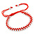 Plaited Bright Red Silk Cord With Silver Tone Bead Friendship Bracelet - Adjustable - view 6