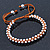 Plaited Brown Silk Cord With Silver Tone Bead Friendship Bracelet - Adjustable - view 7