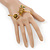 Gold Tone Topaz, Citrine Crystal Owl Palm Bracelet - Up to 19cm L/ Adjustable - view 2
