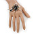 Silver Black, Grey Crystal Spider Palm Bracelet - Up to 19cm L/ Adjustable - view 2