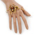 Gold Tone Topaz, Citrine Crystal Spider Palm Bracelet - Up to 19cm L/ Adjustable - view 3
