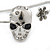 Silver Tone Crystal Skull Palm Bracelet - Up to 19cm L/ Adjustable - view 7