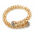Gold Tone Mesh Flex Crystal Bangle Bracelet - Adjustable - view 5