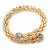 Gold Tone Mesh Flex Crystal Bangle Bracelet - Adjustable - view 3