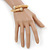 Gold Tone Mesh Flex Crystal Bangle Bracelet - Adjustable - view 2