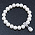Prom, Bridal, Wedding 10mm White Glass Pearl Flex Bracelet With Crystal Rings - 19cm Length - view 5