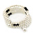 White Faux Pearl, Black Glass Bead Coil Flex Bracelet - Adjustable - view 9